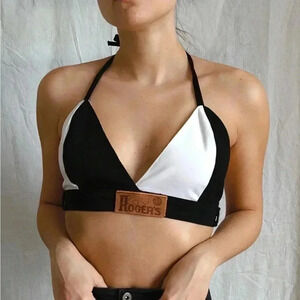 Reworked Black&White Denim Bralette